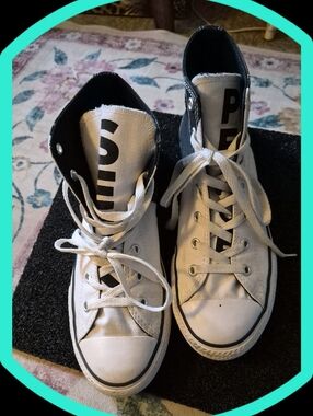 Converse Chuck Taylor  " Choose A Path of Peace White/Black High Top Sneakers